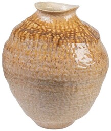 Romimex Wazon beżowy musztardowy porcelanowy 31 x 39