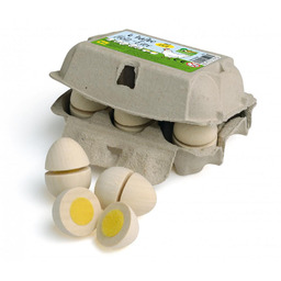 Drewniane jajka do krojenia wytłaczanka 6 sztuk Erzi