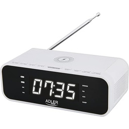Adler ad 1192w Biały Zegar radio FM, ładowanie
