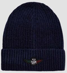 AERONAUTICA MILITARE Granatowa męska czapka Tricolor Eagle Beanie