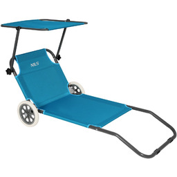 NILS CAMP NC3307 leżak turystyczny z daszkiem niebieski
