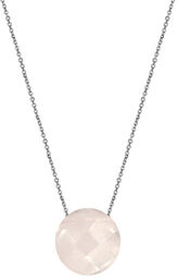 Srebrny naszyjnik 925 okrągły kamień różwy kwarc