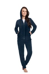 Luna Dres damski 309 indygo XXL welurowy rozpinany