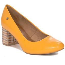 Maciejka Czółenka damskie skórzane Żółte-40