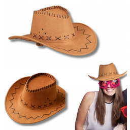 Kapelusz Kowbojski Brązowy Nakrycie Głowy Kowboj Karnawał Bal