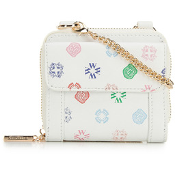 Damski portfel skórzany na łańcuszku złamana biel