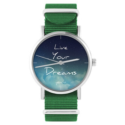 Pakamera Zegarek - Live Your Dreams - zielony,