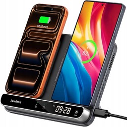 SwanScout Podwójna Bezprzewodowa Ładowarka Stojąca do Samsunga, iPhone'a