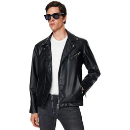 TRENDYOL MAN KURTKA MĘSKA RAMONESKA CZARNA Z ZAMKIEM