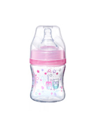 BabyOno butelka antykolkowa szerokootworowa 120 ml różowa