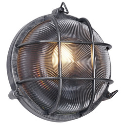 QAZQA Zewnętrzna lampa ścienna srebrna okrągła IP44 -