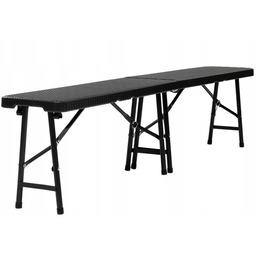 Ławka Ogrodowa Cateringowa Bankietowa Składana Rattanowa 183x30cm czarna