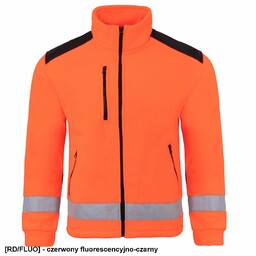 Bluza polarowa z materiału fluorescencyjnego, - czerwony fluorescencyjno-czarny