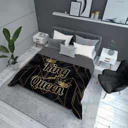 Detexpol Narzuta dekoracyjna 220x240 King&Queen Król Królowa czarna