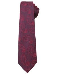 Bordowy Elegancki Krawat Męski -ALTIES- 6 cm, Paisley,