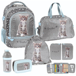 Zestaw szkolny 6-elementowy dla pierwszoklasisty Kotek Paso Plecak