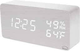 ZEGAR BUDZIK Elektroniczny LED Drewniany Stojący - DATA