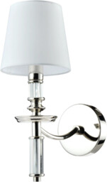 KINKIET Siena kryształowe zdobienia, niklowana rama, biały abażur,