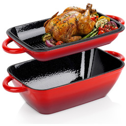 Brytfanna żeliwna emaliowana z pokrywką 2w1 CAST ENAMEL