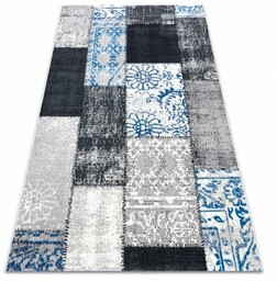 Dywan Vintage 22218053 szary / niebieski patchwork 133x190