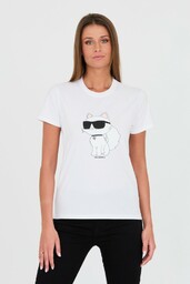 KARL LAGERFELD Biały t-shirt z kotem, Wybierz