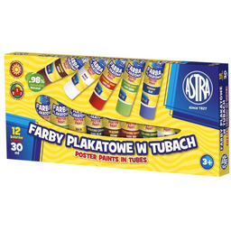 Farby plakatowe 12 kolorów 30 ml Astra 3020263