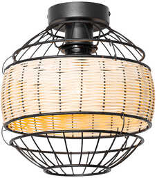 QAZQA Orientalna lampa sufitowa czarna z rattanem 25
