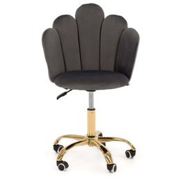 Krzesło obrotowe muszelka DC-907-S ciemnoszary welur, złota noga