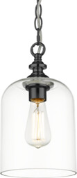 LAMPA WISZĄCA Prague szklana, czarne detale, jednopunktowa, nowoczesna