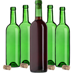 Butelka na wino Biagio 750ml zielona z korkiem