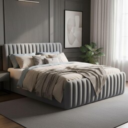 Łóżko tapicerowane z pojemnikiem GALLA 140x200 Welur Szary