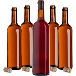 Butelka na wino Biagio 750ml brązowa z korkiem