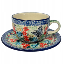 Filiżanka ze spodkiem Motyl Unikat 200 ml dek.