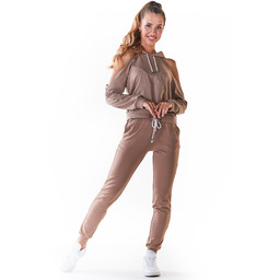 Dresowe Spodnie z Cienkiej Dzianiny - Beżowe