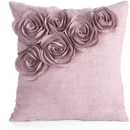 Poszewka w stylu eko różowa z aplikacją