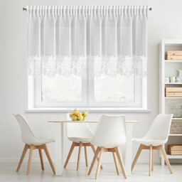 Firana biała z kwiatową gipiurą F014-03