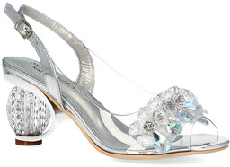 Sandały na modnym obcasie - SCAVIOLA H-05 SREBRNE