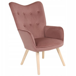 Fotel Uszak Wypoczynkowy Tapicerowany Salonu Skandynawski Arne Różowy