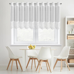 Firana biała z kwiatową gipiurą FK022-02