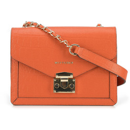 Damska listonoszka ze skóry croco z trójkątną klapą