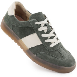 Skórzane półbuty damskie sportowe khaki Filippo DP6770