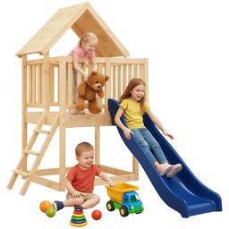 Edinos N Drewniany plac zabaw z domkiem