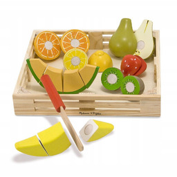Drewniane owoce do krojenia na rzepach+skrzynia