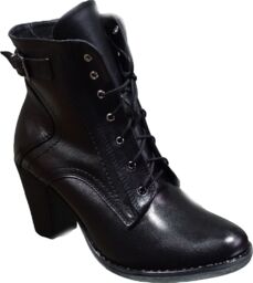 BnW czarne skórzane BOTKI o szerszym podbiciu, tęgość