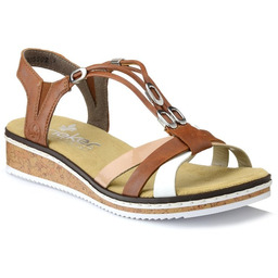 Sandały damskie Rieker V3657-81 na niskiej koturnie wygodne-38