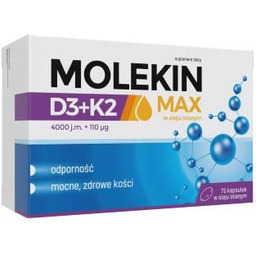Molekin Max D3+K2 w oleju lnianym, 75kaps.