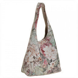 Torebka worek skórzana lekka shopper w kwiatki