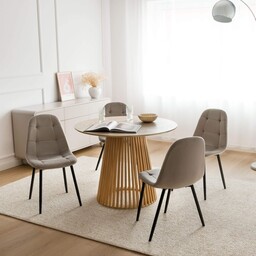 Stół Okrągły 120CM naturalny dąb YY5940 + 4