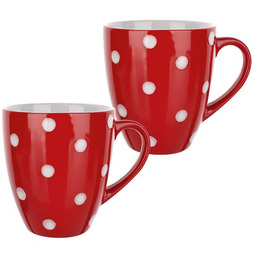 Banquet Zestaw ceramicznych kubków KROPKI czerwony 400 ml
