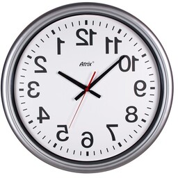 Duży zegar chodzący do tyłu lustro srebrny/50cm